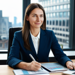 **Image Prompt: Visualizing Brand Essence and Deep Understanding**
    A thoughtful female professional, mid-30s, with a warm, approachable expression, wearing a modest business suit, sitting comfortably at a sleek modern desk in a well-lit contemporary office. She holds a stylus, engaging with a transparent holographic display showing abstract brand identity elements and data visualizations. The background features blurred city views, suggesting a global perspective. The overall atmosphere emphasizes brand essence and deep understanding. Professional photography, natural pose, correct proportions, well-formed hands, proper finger count, perfect anatomy, safe for work, appropriate content, fully clothed, professional dress, family-friendly, high quality, realistic.